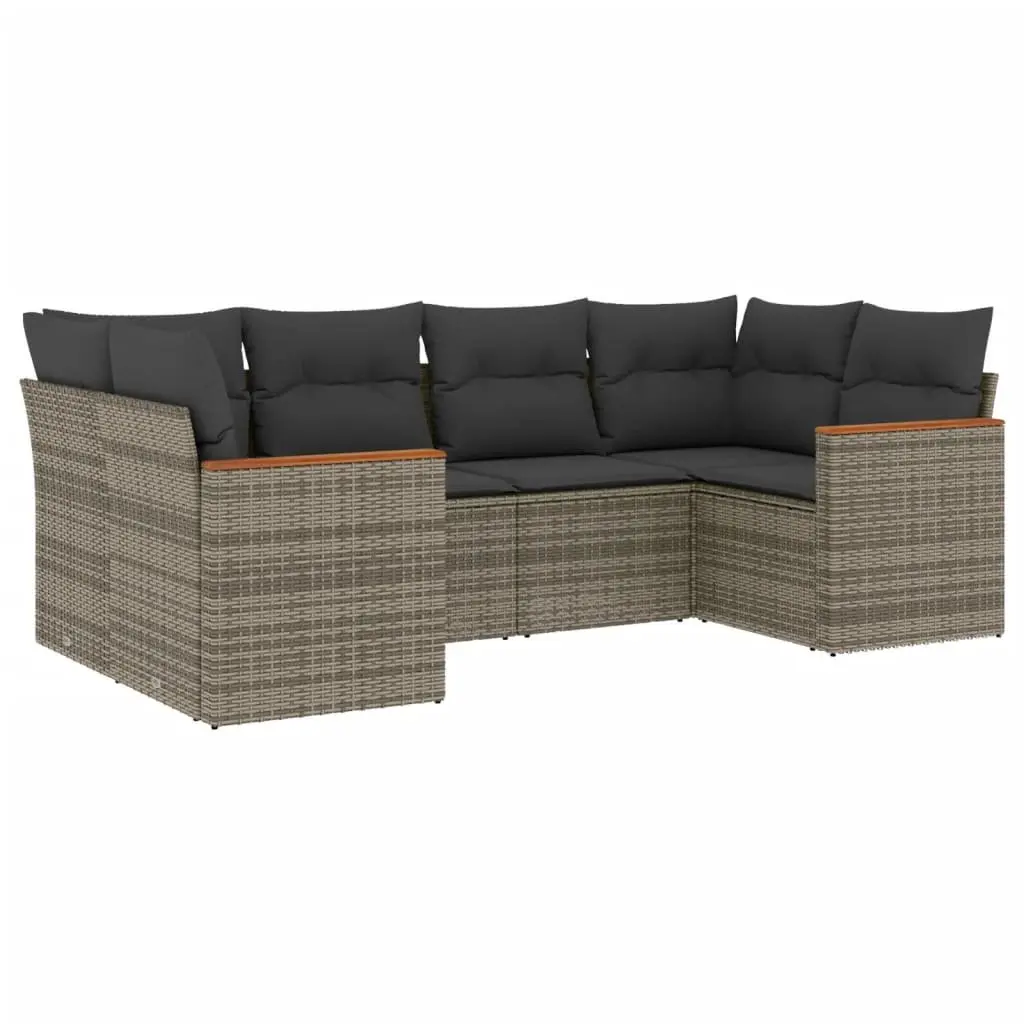 Garden Sofa Set 6 Piece Outdoor Furniture Patio Seating Grey Rattan Modular
