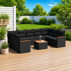 Friendly 10 Piece Outdoor Garden Sofa Set - Black