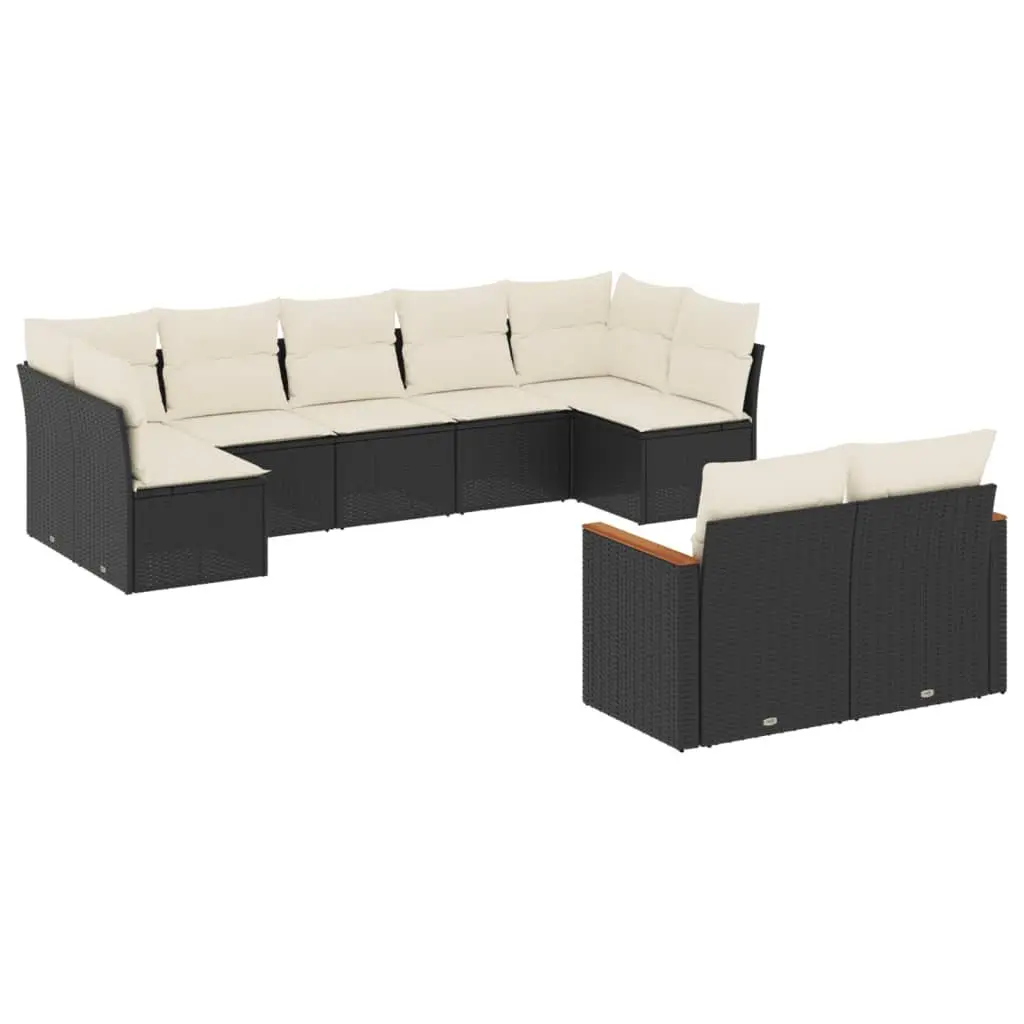 Garden Sofa Set 9 Piece Outdoor Furniture Patio Seating Black Rattan Modular