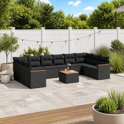 Garden Sofa Set 11 Piece Outdoor Furniture Patio Seating with Storage Black