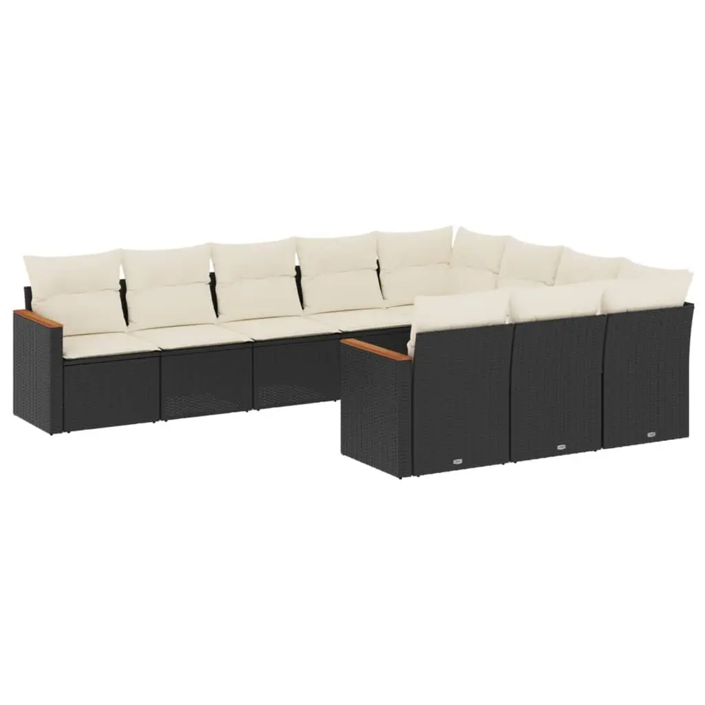 10 Piece Modular Outdoor Garden Sofa Set Black PE Rattan Patio Furniture