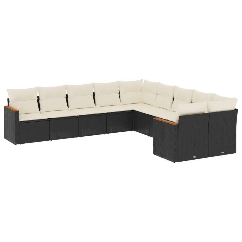 Garden Sofa Set 10 Piece Outdoor Furniture Patio Lounge Black Poly Rattan