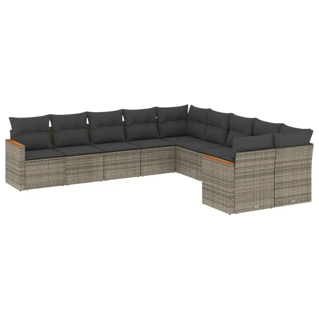 Modular Outdoor Furniture Grey Poly Rattan 10 Piece Garden Sofa Set