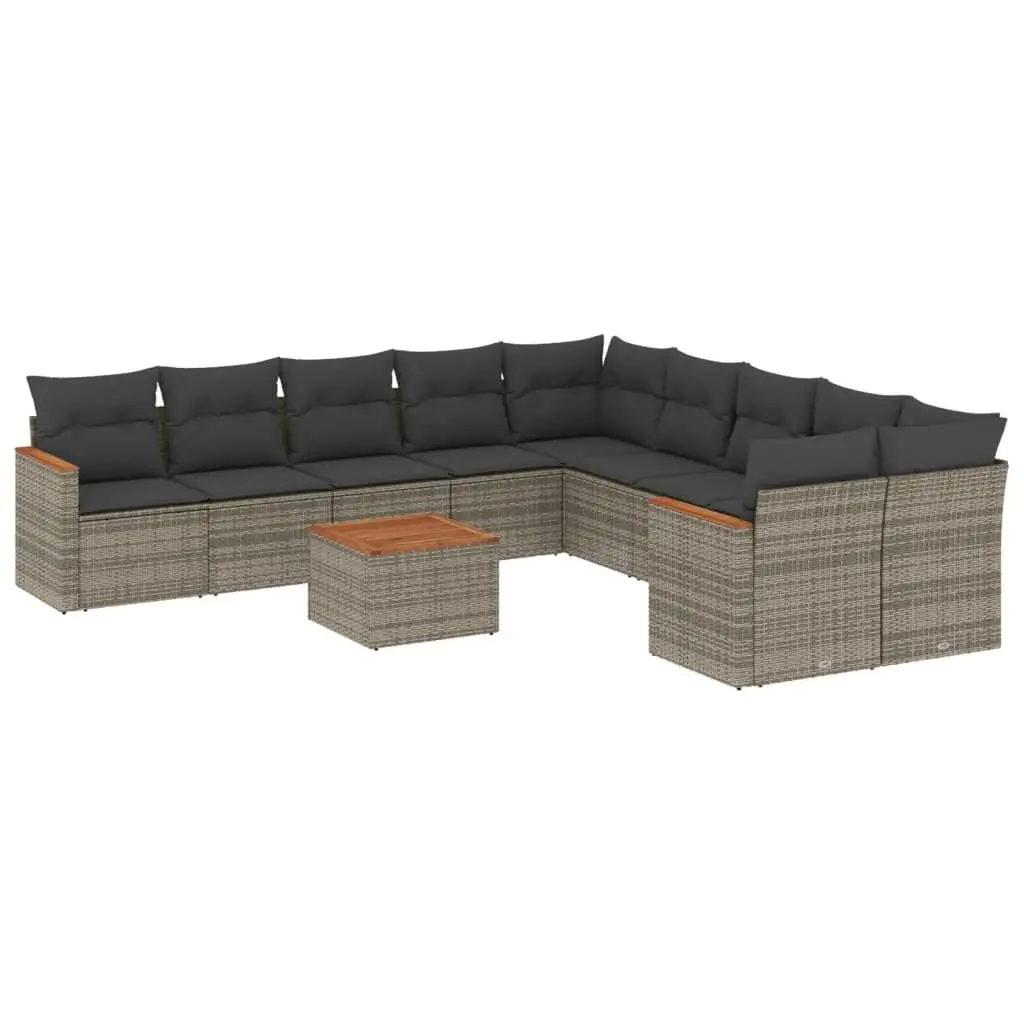 Garden Sofa Set 11 Piece Outdoor Furniture Patio Lounge Grey Rattan Cushions
