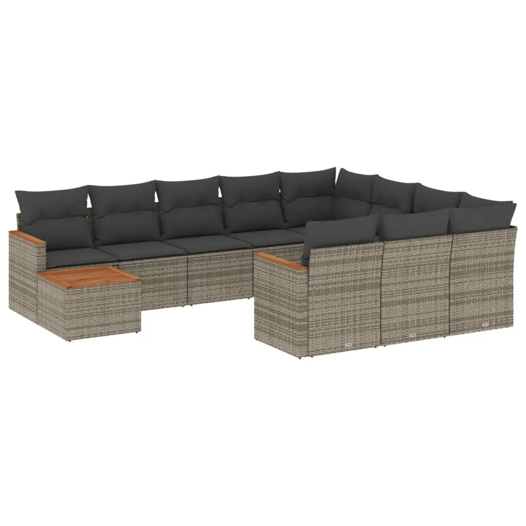 Garden Sofa Set Modular 11 Piece Grey Poly Rattan Outdoor Furniture
