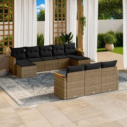 Friendly 10-Piece Garden Sofa Set in Grey Rattan