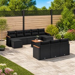 Garden Sofa Set 11 Piece Outdoor Furniture Patio Lounge with Storage Black
