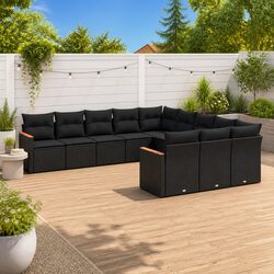 Garden Sofa Set 11 Piece Outdoor Furniture Patio Conversation Black Modular