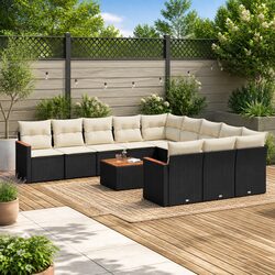 Garden Sofa Set 12 Piece Outdoor Furniture Black Rattan Patio Lounge with