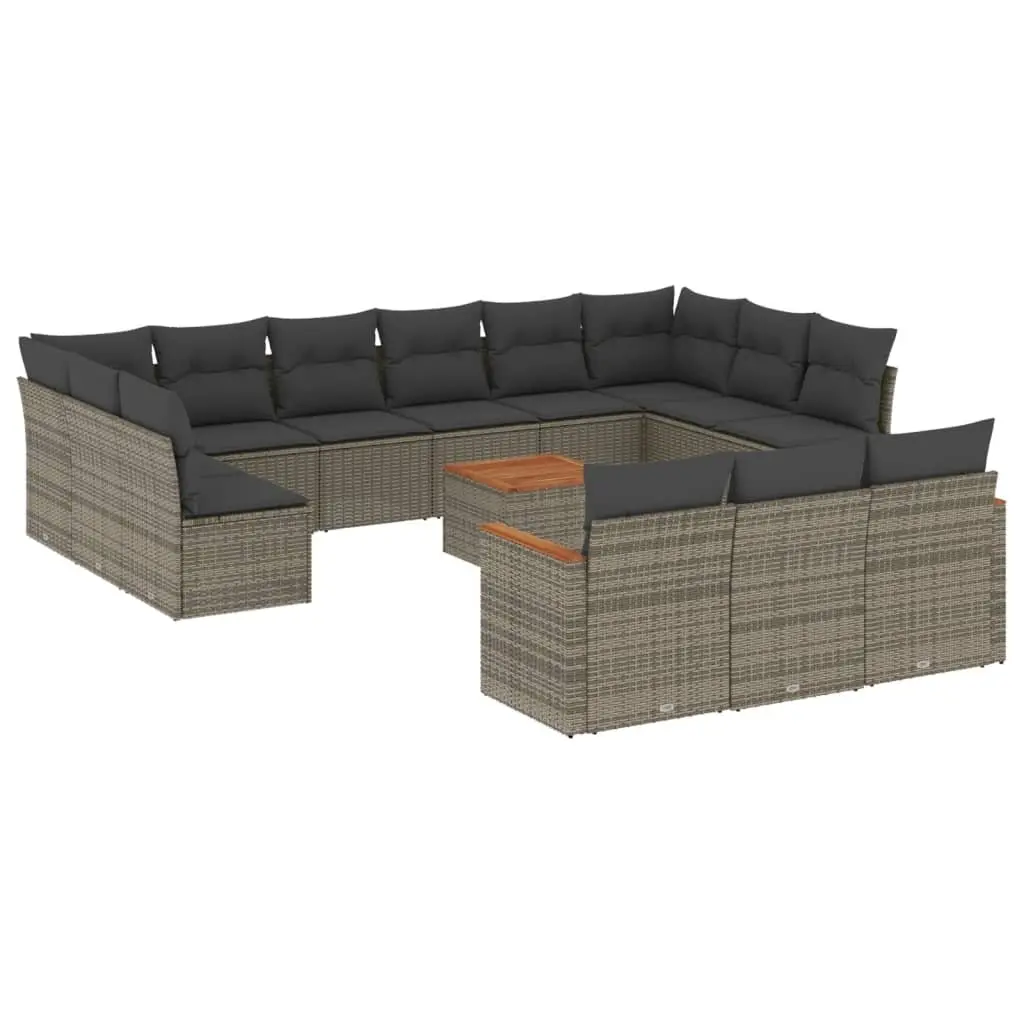 Garden Sofa Set 14 Piece Outdoor Furniture Patio Lounge Grey Poly Rattan Modular