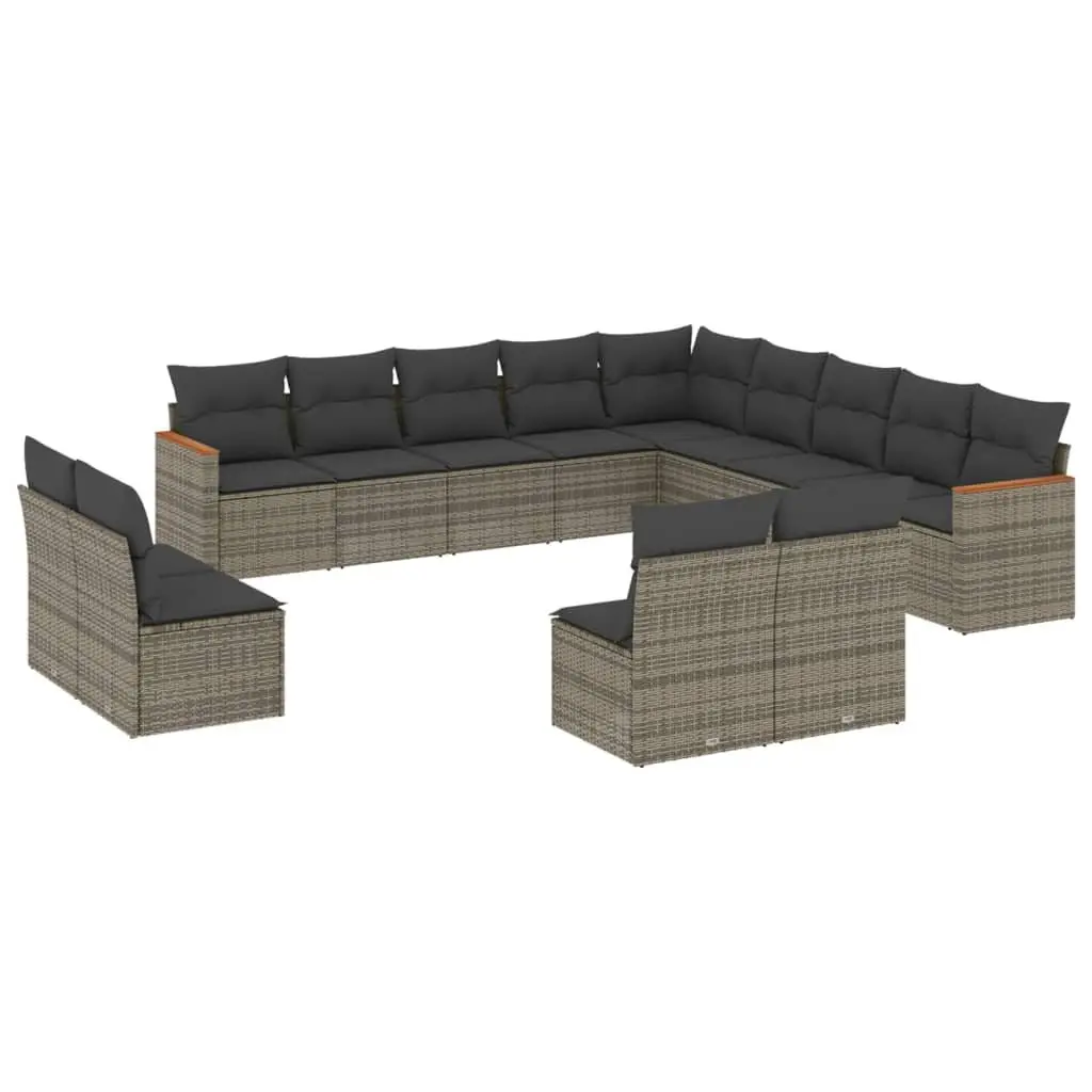 Modular Outdoor Garden Sofa Set Grey Poly Rattan 13 Piece Patio Furniture