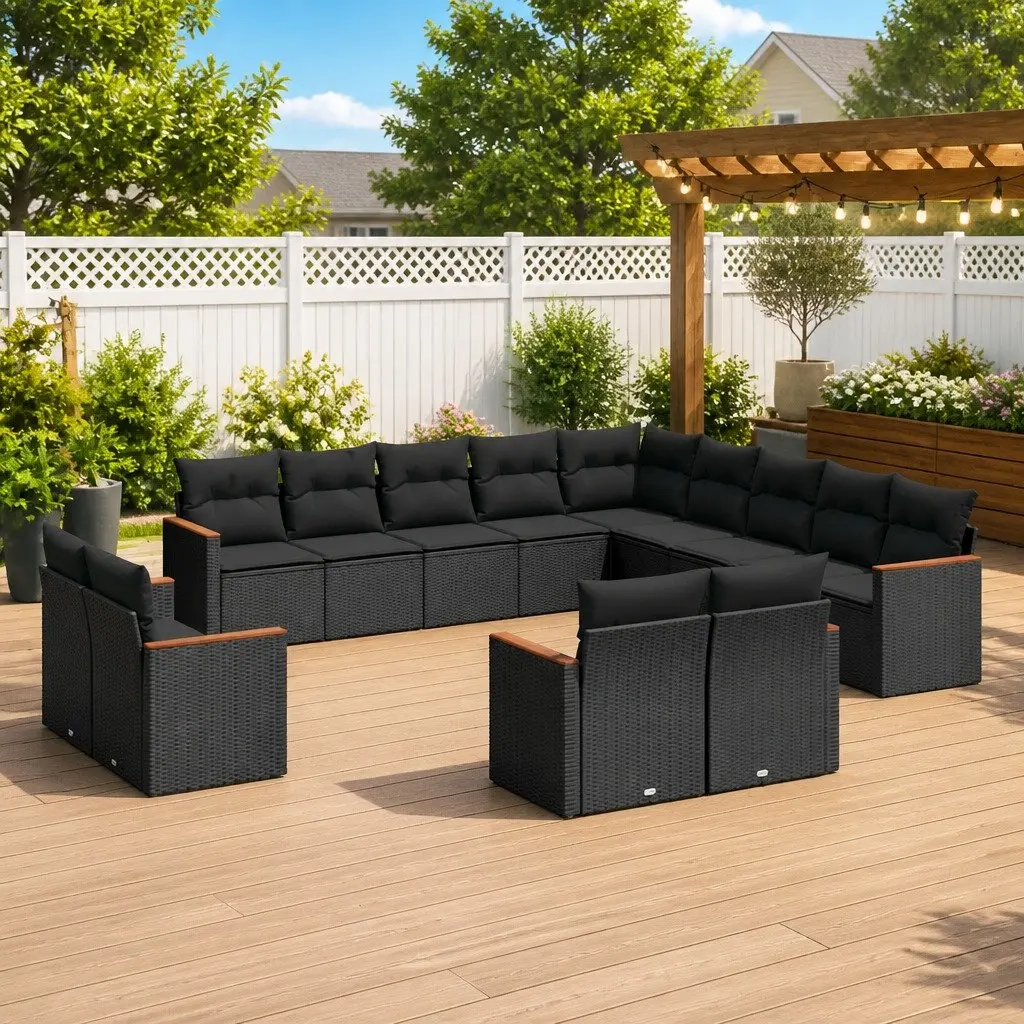 Garden Sofa Set 13 Piece Outdoor Furniture Patio Black Modular Seating Cushions