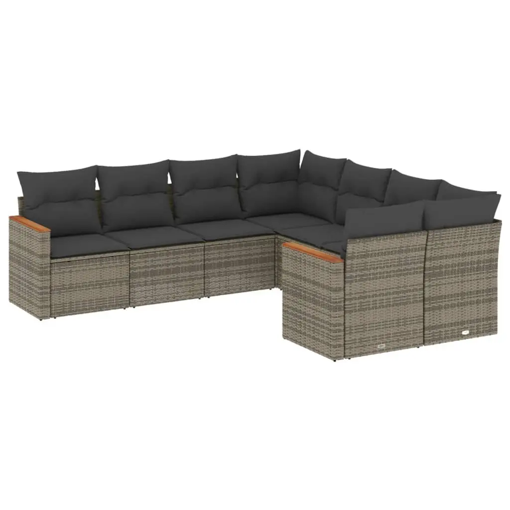 Garden Sofa Set 8 Piece Outdoor Furniture Patio Rattan Sectional with Cushions