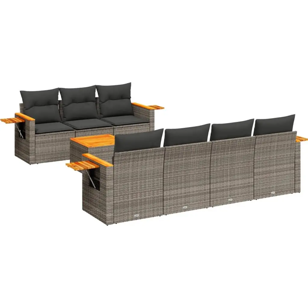 Garden Sofa Set 8 Piece Outdoor Furniture Grey Poly Rattan Modular Patio Seating