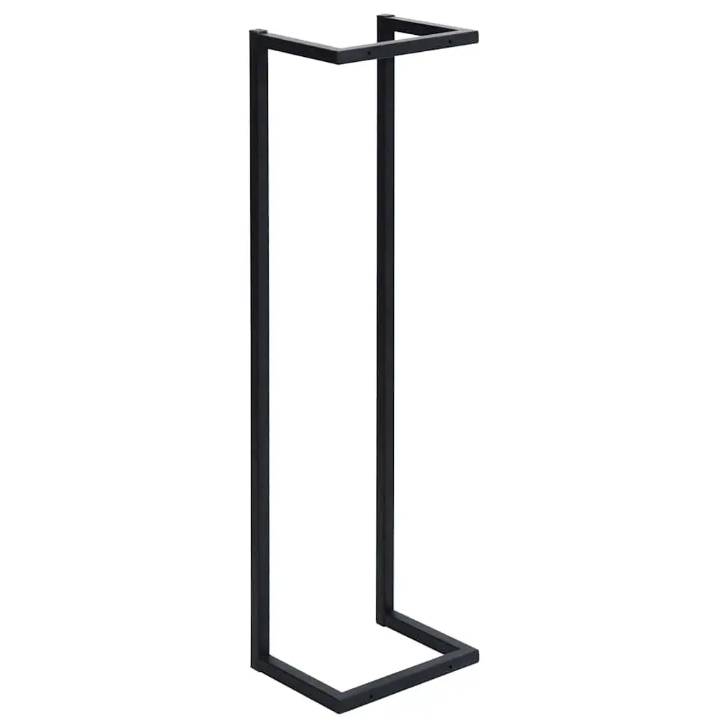 Iron Towel Rack Wall Mount Black Bathroom Organizer 25 x 20 x 95 cm