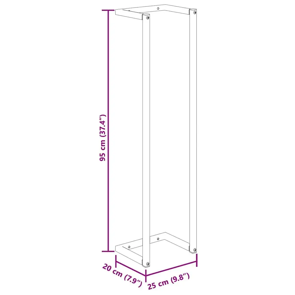 Iron Towel Rack Wall Mount Black Bathroom Organizer 25 x 20 x 95 cm