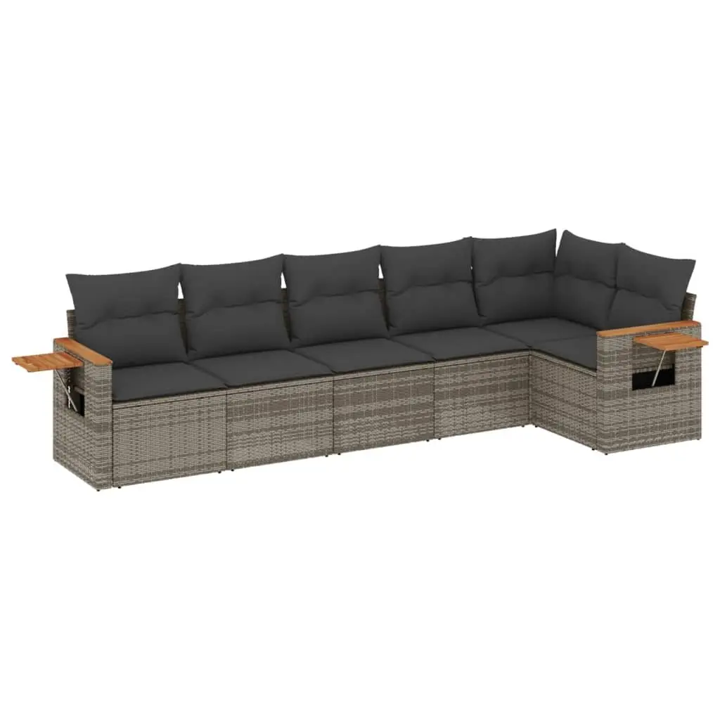 Garden Sofa Set Modular 6 Piece Outdoor Patio Furniture Grey Poly Rattan