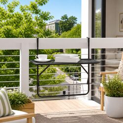 Friendly Black Steel Outdoor Table for Your Balcony