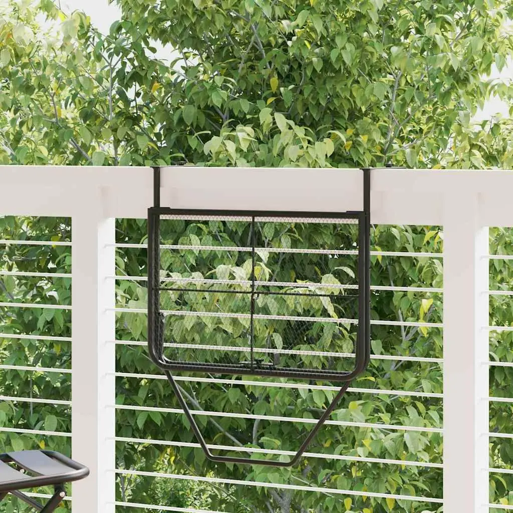 Foldable Balcony Side Table Black Steel Mesh 60x40cm