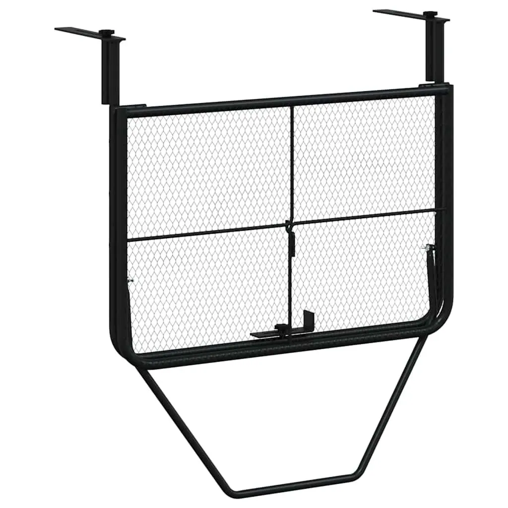 Foldable Balcony Side Table Black Steel Mesh 60x40cm