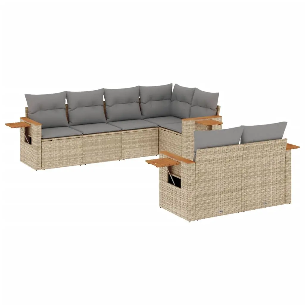 7 Piece Garden Sofa Set with Storage Grey Outdoor Furniture Poly Rattan Patio