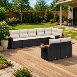 Garden Sofa Set 8 Piece Outdoor Furniture Patio Lounge with Cushions Black
