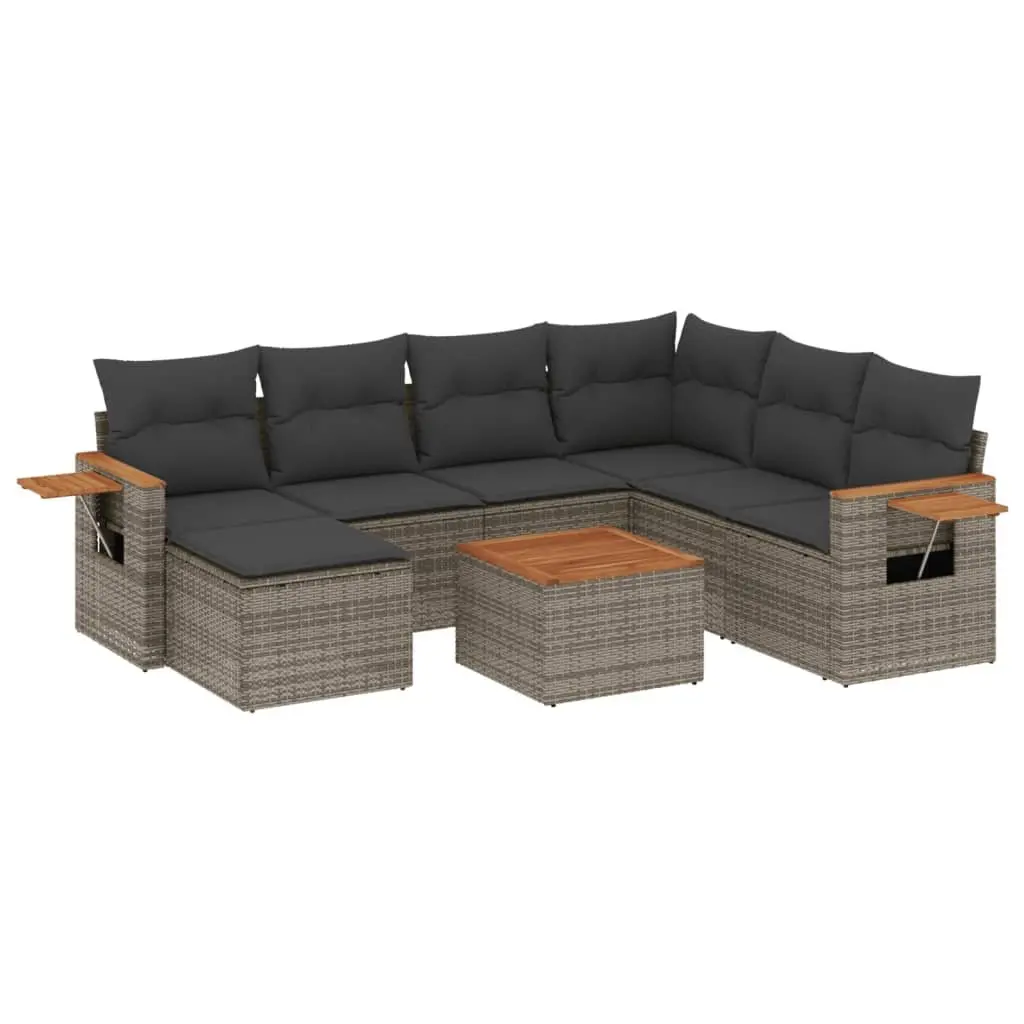 Garden Sofa Set 8 Piece Outdoor Furniture Grey Poly Rattan Modular Patio Seating