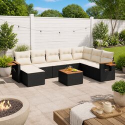 Garden Sofa Set 9 Piece Outdoor Furniture Patio Lounge with Cushions Black