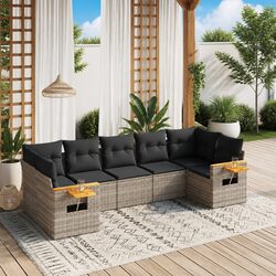 Garden Sofa Set 7 Piece Outdoor Furniture Grey Poly Rattan Patio Lounge Modular