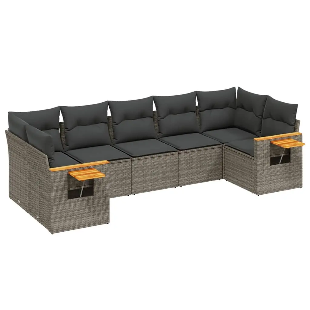 Garden Sofa Set 7 Piece Outdoor Furniture Grey Poly Rattan Patio Lounge Modular