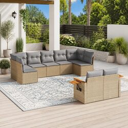 Outdoor Garden Sofa Set 9 Piece Modular Patio Furniture with Storage Cushions