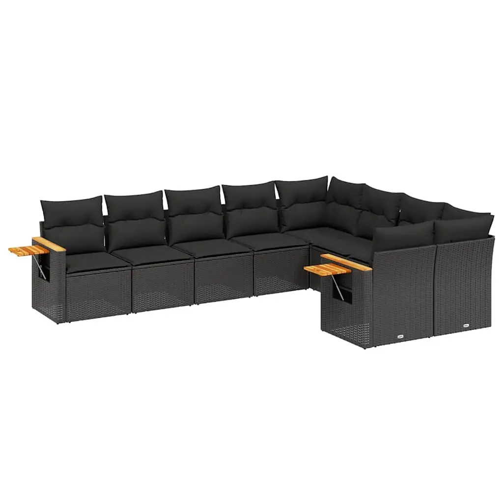 Garden Sofa Set 9 Piece Outdoor Furniture Poly Rattan Patio Seating Black