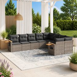 Friendly 9 Piece Garden Sofa Set in Grey for You