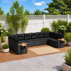 Friendly 10 Piece Black Rattan Outdoor Sofa Set