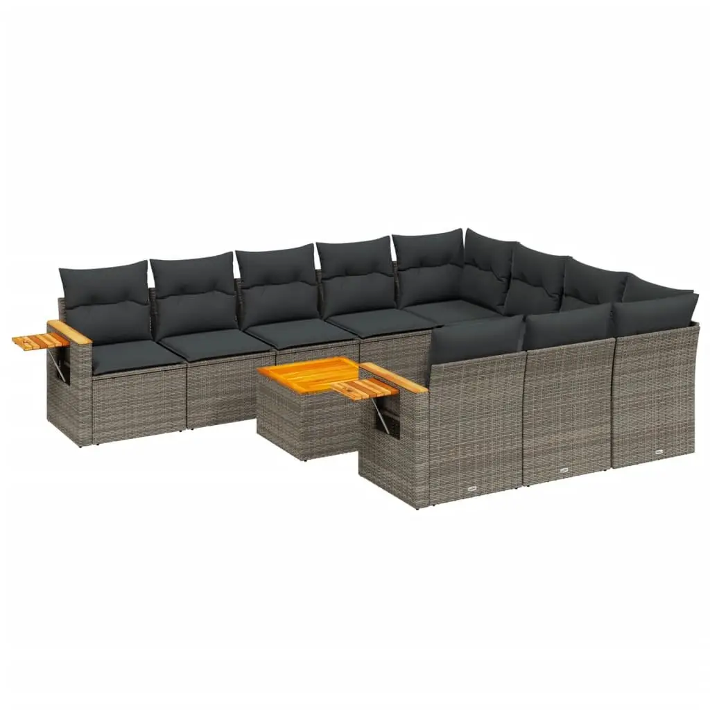 Garden Sofa Set 11 Piece Outdoor Furniture Grey Poly Rattan Patio Seating