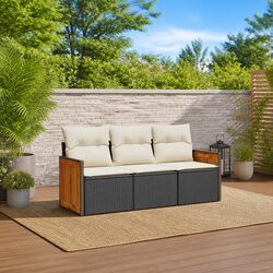 Friendly Outdoor Sofa Set: 3-Piece Poly Rattan Lounge