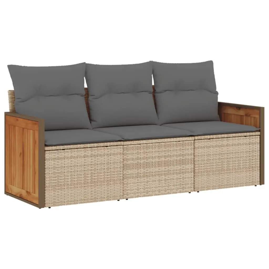 Modular Outdoor Furniture Set 3 Piece Garden Sofa Beige PE Rattan