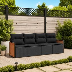 Garden Sofa Set 4 Piece Outdoor Furniture Patio Rattan Lounge with Cushions