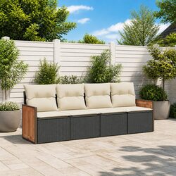 Friendly 4 Piece Modular Garden Sofa in Black Rattan