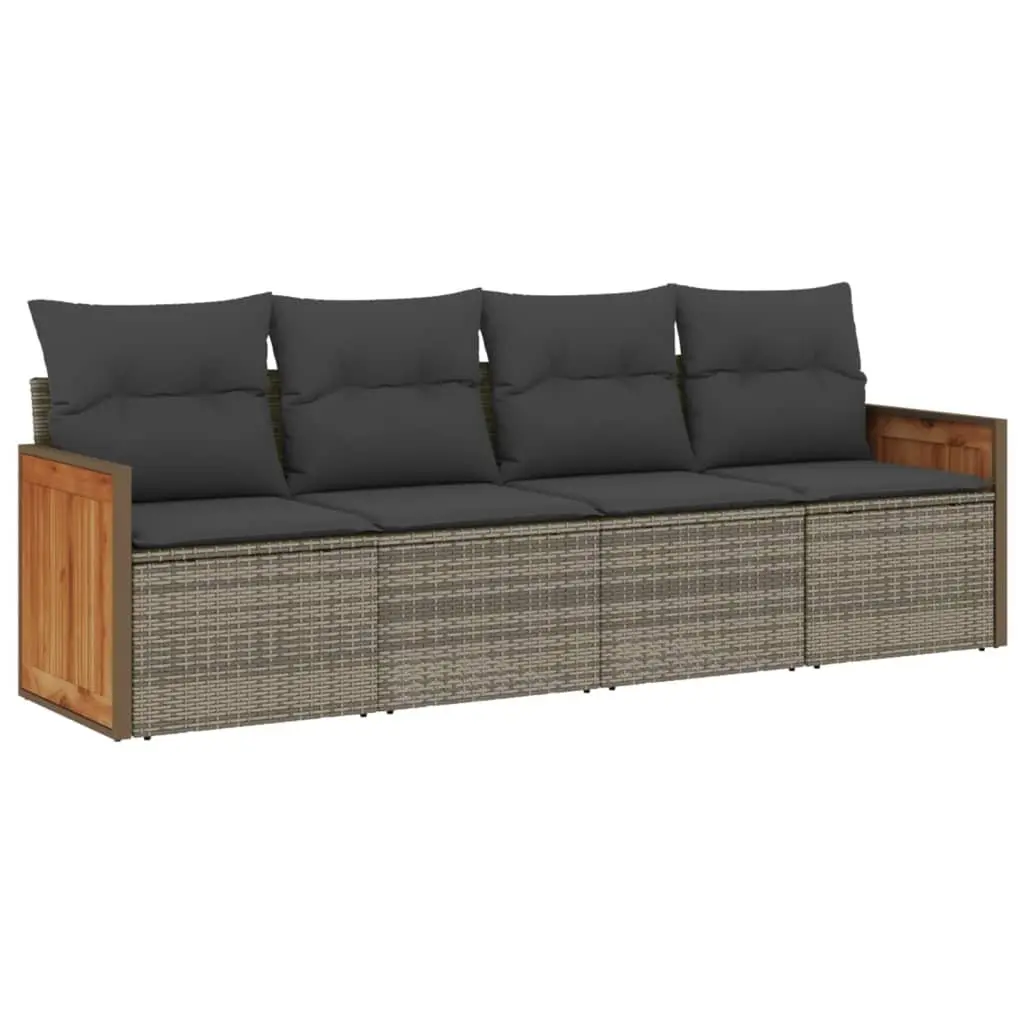 Garden Sofa Set 4 Piece Outdoor Furniture Patio Sectional Grey Poly Rattan