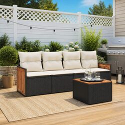 Garden Sofa Set 5 Piece Outdoor Patio Furniture Poly Rattan Modular Black