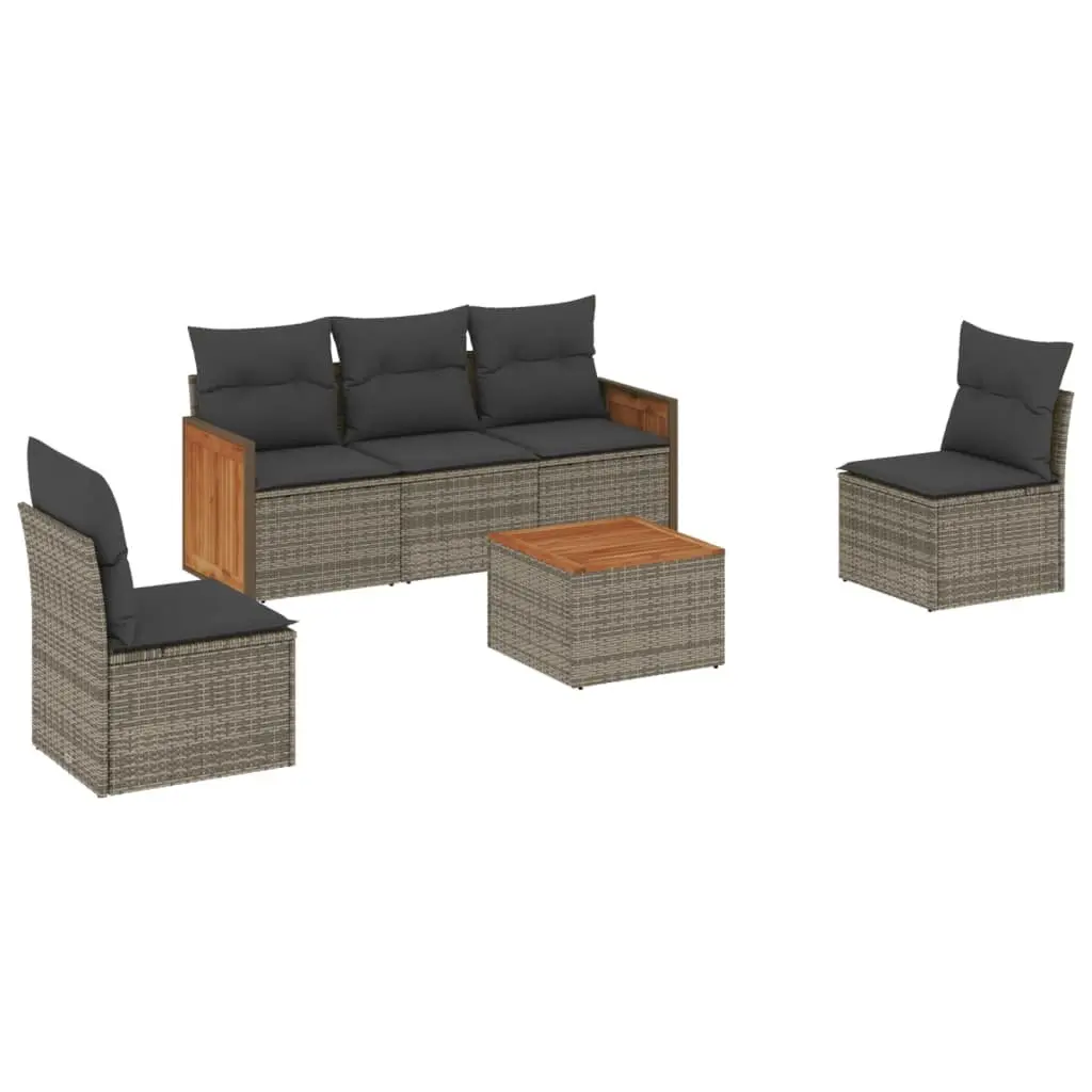Garden Sofa Set 6 Piece Outdoor Furniture Patio Grey Poly Rattan Modular