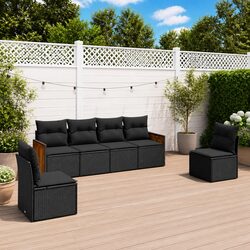 Garden Sofa Set 6 Piece Outdoor Furniture Patio Lounge Black Modular Rattan