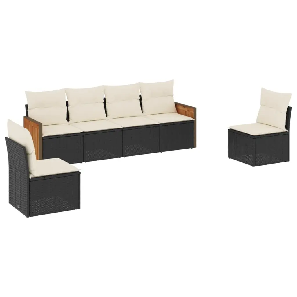 Garden Sofa Set Modular Black PE Rattan 6 Piece