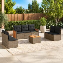 Friendly 8-Piece Grey Garden Sofa Set with Cushions
