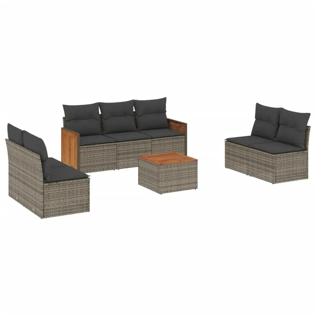Garden Sofa Set 8 Piece Outdoor Furniture Grey Poly Rattan Patio Seating