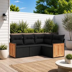 Friendly 4-Piece Modular Garden Sofa Set in Black