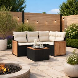 Friendly 5-Piece Outdoor Sofa Set in Black Rattan