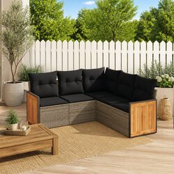 Garden Sofa Set 5 Piece Outdoor Furniture Modular Patio Lounge Grey Rattan