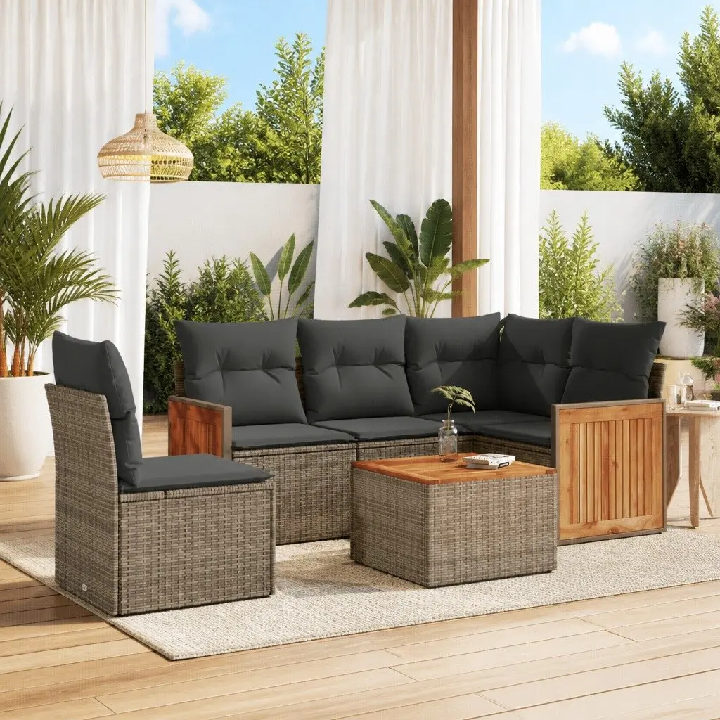 Garden Sofa Set 6 Piece Outdoor Furniture Patio Grey Modular Rattan Sectional
